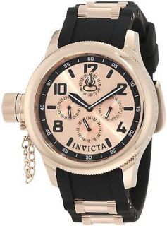   Invicta Womens 1817 Russian Diver Rose Dial Black Polyurethane Watch