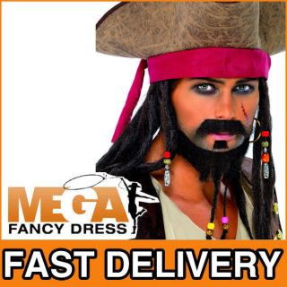 Pirate Captain Beard Jack Sparrow Fancy Dress Costume Beard Facial Wig 