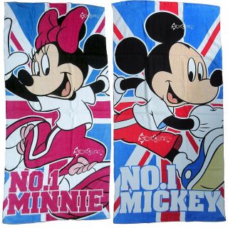   No 1 Mickey Minnie Mouse Union Jack Beach Towels Sporty Olympics