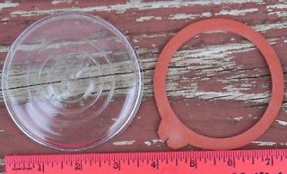Clear Glass WIDE MOUTH Canning Jar Lid & Rubber Wire Bale/Bail Ball 