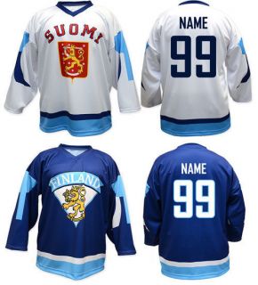 Team FINLAND Ice Hockey Fan Replica Jersey/Aduld+Youth sizes/Blank or 