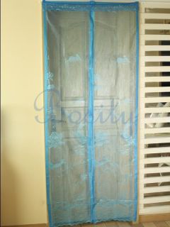   Blue Anti Mosquito Insects Fly Bug Mesh Magic Magnetic Door Curtain