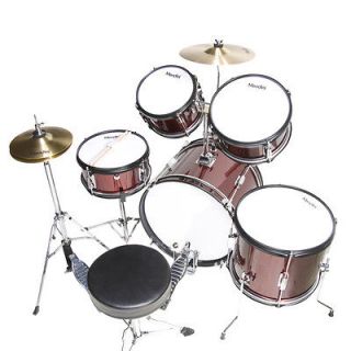 Mendini 5 pcs Junior Jr. Child Drum Set ~Wine Red +Cymbal+Stool