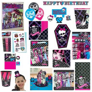 MONSTER HIGH BIRTHDAY PARTY SUPPLIES ~ PICK A PARTY, FREE SHIPPING