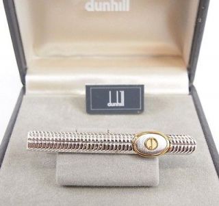   DUNHILL SILVER & GOLD COLOR TIE CLASP CLIP MADE IN WEST GERMANY w/ BOX