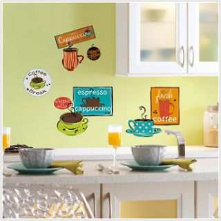 CAFE 32 BiG Wall Stickers COFFEE CUP JAVA Kitchen Room Decor Decals 