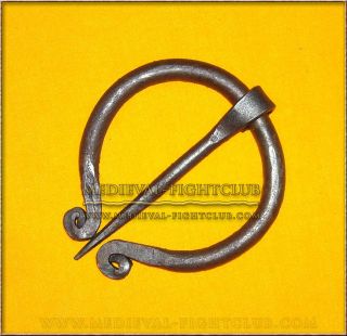 Penannular wrought iron cloak pin clasp hand made