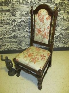 Ethan Allen Royal Charter Jacobean Oak Upholstered Seat & Back Chair 