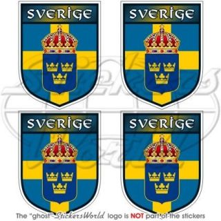   Swedish Shield SVERIGE 50mm(2) Vinyl Bumper Helmet Stickers Decals x4