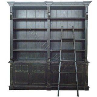 Black Country Double Library Bookcase With Ladder ONE LEFT