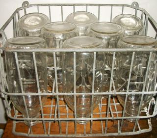   Bottle Basket Carrier with 8 Glass Half Gallon Containers Included