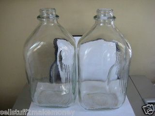 Vintage Lot of 2 Half Gallon Size Glass Milk Bottles Lot B