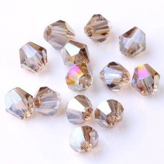   AB Grey Faceted Crystal Glass Bicone Spacer Loose Beads Jewelry Making