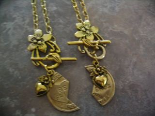 Best Friend Necklaces with Flower Toggle for BFF or Mother Daughter or 