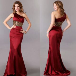 One Shoulder Formal Party Gown Evening Dress Bridesmaid Cocktail Prom 