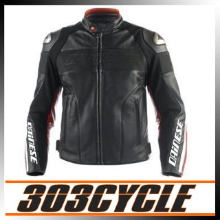 Dainese Alien Pelle Leather Motorcycle Riding Jacket Black / Red 