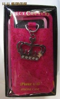 Brand New JUICY COUTURE Jelly Glitter Crown Charm Hot Pink iPhone 4 4s 