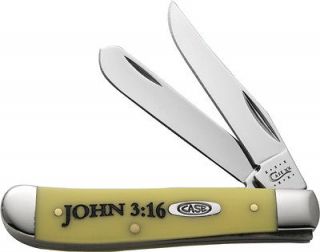 CASE Knives Religious John 316 Mini Trapper 3.5 SS Yellow Pocket 