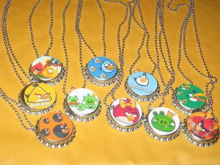 angry birds inspired party favors bottlecap ball chain necklace lot of 