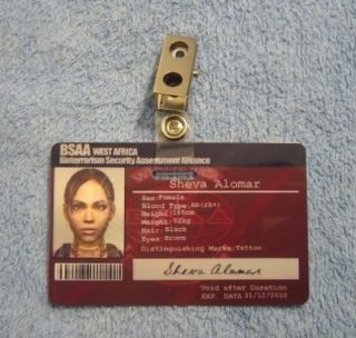 BSAA Sheva Alomar Resident Evil 5 Costume ID RE5 Card