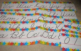 Teacher Resource Jigsaw Puzzle Design Cursive Alphabet and Numbers