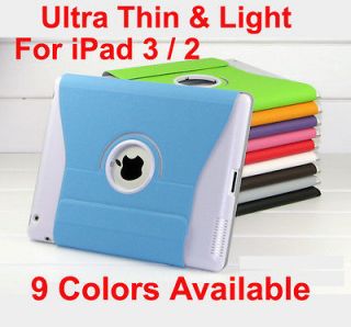 360° Rotating New iPad 3 / 2 UltraThin Light Leather Cover Case 