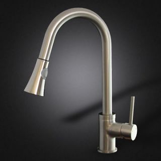 New Kitchen Faucet Brushed Nickel Pull Out Dual Spray Single Handle 