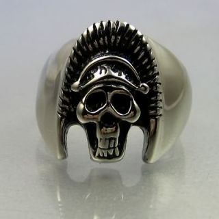 Biker Black Silver Stainless Steel Skull Egyptian Pharaoh Mens Ring 
