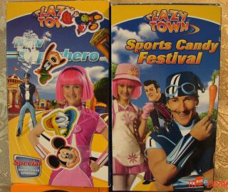 Nick Jr 2 Videos LAZY TOWN Sports Candy Festival & New SuperHero Vhs 