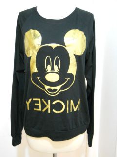 Urban Outfitters Mickey Disney Top Sweatshirt Size Large Gold Lame 