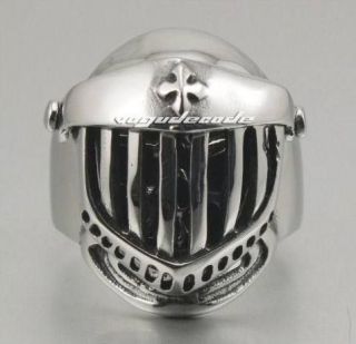 Knight Helmet 316L Stainless Steel Medieval Crusader Biker Men`s Ring 