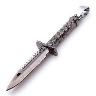   Sale 0.99 + Cheap Shipping Army Style Knife Mens Pendant Necklace p304
