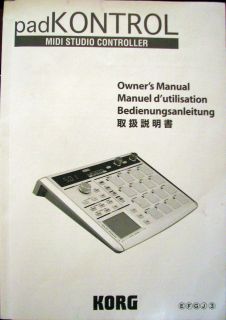 Original KORG padKONTROL Midi Studio Controller Owners Manual.