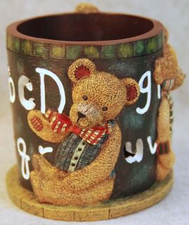 LANG & WISE SUSAN WINGET ABC TEDDY BEARS IN FRONT O CHALKBOARD CANDLE 