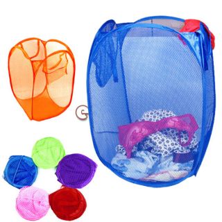   Mesh Collapsible Laundry Hampers Laundry Bag Basket Easy Open Hot