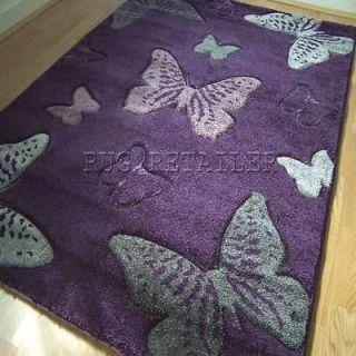   Butterfly Purple & Grey Modern Quality Cheap Wilton Rugs 160x230cm