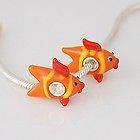 STERLING SILVER CORE GOLD FISH MURANO GLASS LARGE HOLE BEAD
