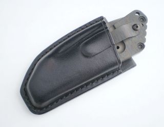 Custom Black Vertical Leather Sheath for Strider SNG Knife