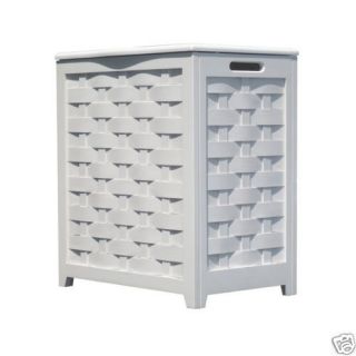 Flat Front Wooden Laundry Hamper with White Finish