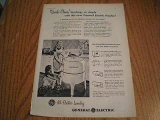 1947 General Electric Laundry Wringer Washer Ad Little Girl on 