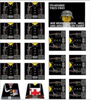 Lego WW2 German Soldiers Sticker Decals + extras black