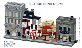 Lego Custom (4) Mini Modular Buildings  Bank, Chilis++INSTR​UCTIONS 