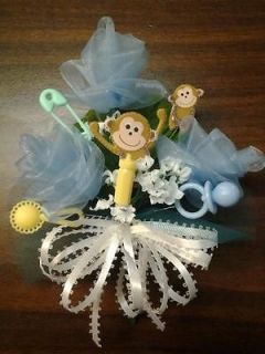 Baby shower MOMMY monkey corsage boy girl white, pink or blue style 