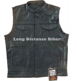   Snaps Clean Look Leather Club Motorcycle Vest Size Large, XLarge