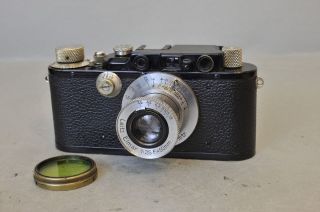 leica III + Elmar 3.5/50 Black very old rare camera serial 110484