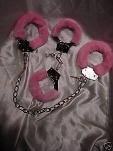 SET OF LEG SHACKLES(open with key) & HAND CUFFS PINK