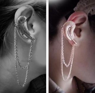   Shape Fashion Punk Ear Cuff Chain Connect Stud Clip Earring Jewelry