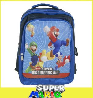 16 Super Mario Bros Wii YOSHI LUIGI TOAD Backpack School Book Bag 