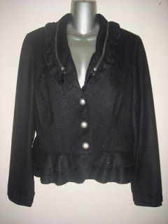 Womans ALBERTO MAKALI Super Soft Black Ruffle Jacket Size 14 Nice