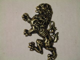   Lion classic pol/brass w/dark patina Kilt Pin. Costume jewelry only
